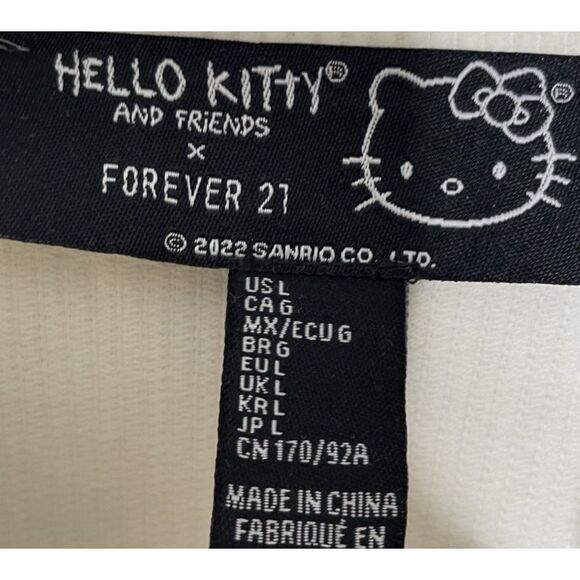 Hello Kitty Size L Corduroy Button Shirt Shacket Wide Wale White Forever 21 - Picture 3 of 9